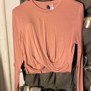 Pink long sleeve crop top